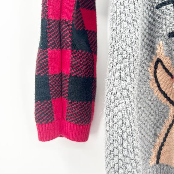Mud Pie Kids Holiday Buffalo‎ Plaid Knit Reindeer Ugly Christmas Sweater 4T-5T - Picture 4 of 8